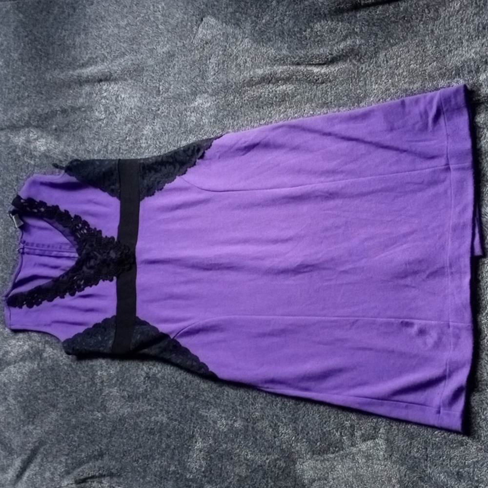 Venus purple sleeveless dress with lace overlay